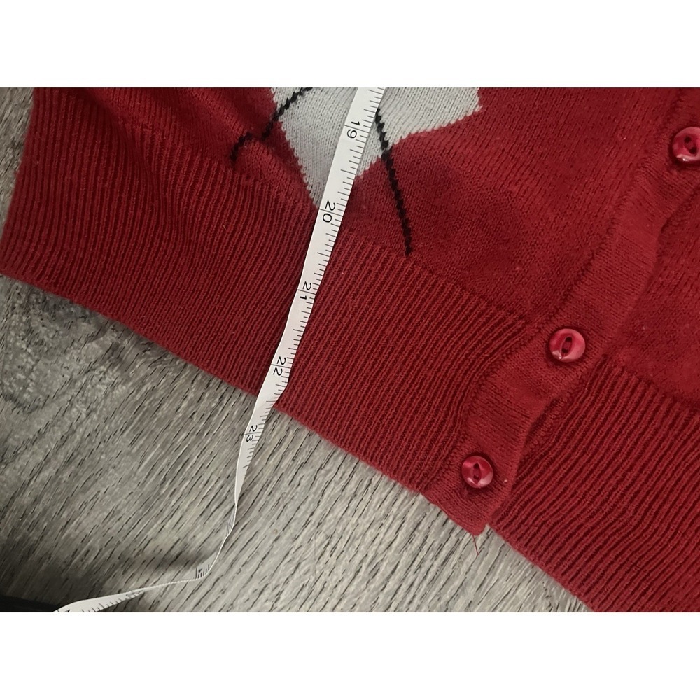 Crofts & Barrow, Red, Argyle, Cardigan, Sweater Preppy Christmas Holiday Large - Picture 3 of 7